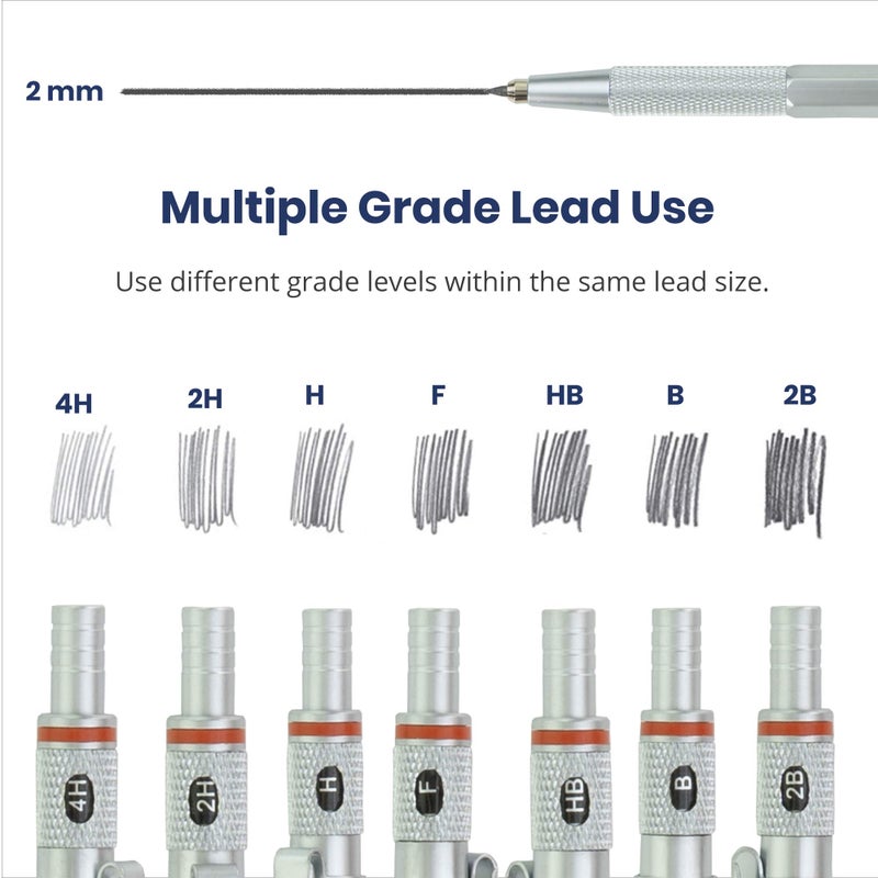 Pacific Arc Premium Gravity Feed Technical Lead Holder All Metal Silver 2 mm - Image 4